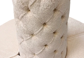 Hollywood Regency Round Banquet Settee Tufted Lobby Sofa in Bouclé, 1980s